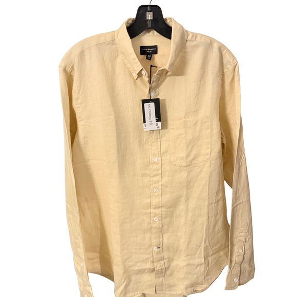 Club Monaco Men’s LINEN Shirt Button Down Slim Fit Pocket Sz S NWT